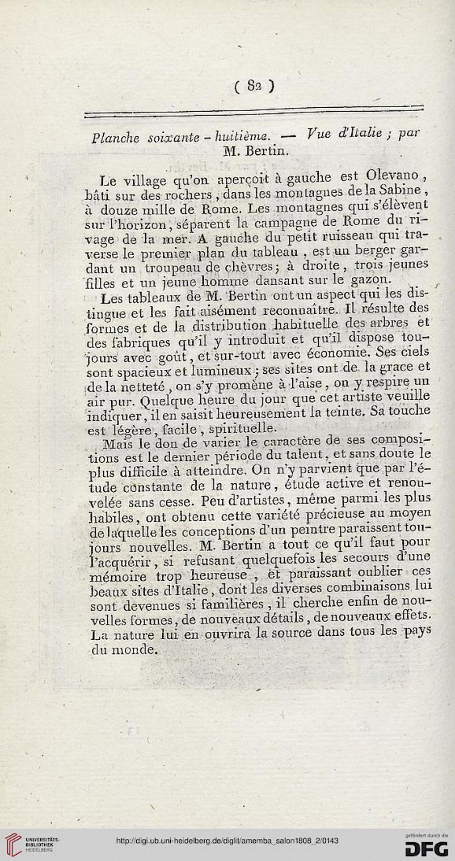 Landon, Salon de 1808, PDF p.144 — Bertin/Olevano; “mémoire trop heureuse” versus voortdurend vernieuwde natuurstudie.