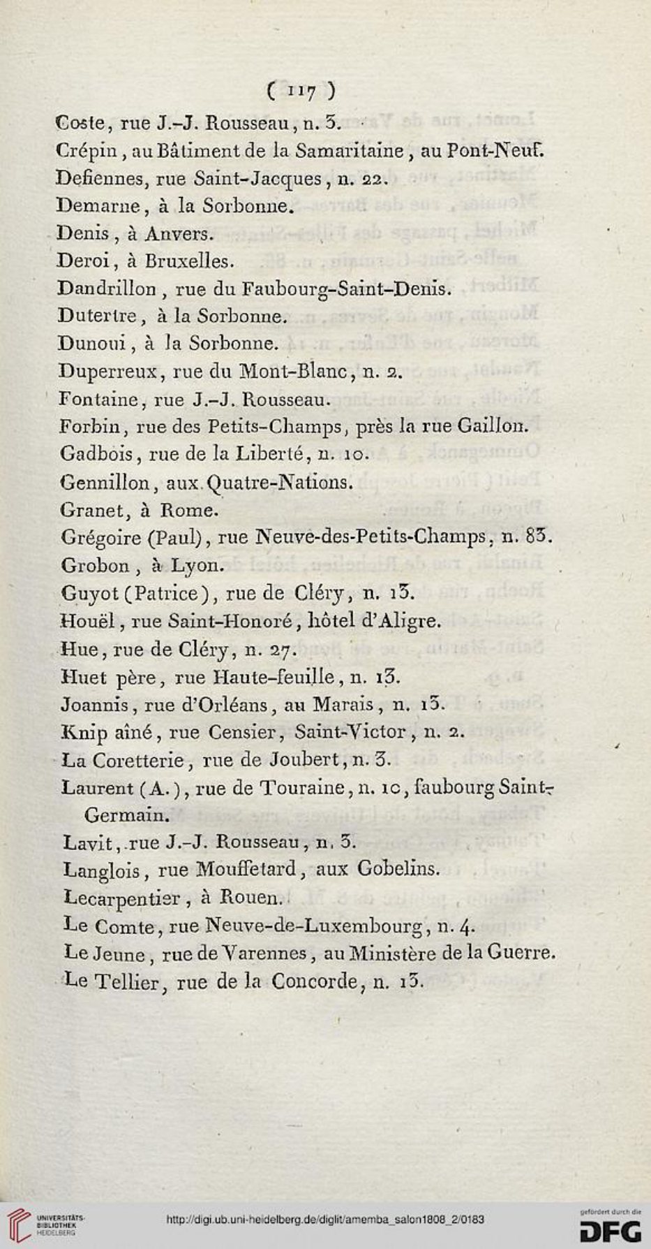 Landon, Salon de 1808, PDF p.184 — Knip aîné, rue Censier, Saint-Victor no.2, in de landschaps-/architectuurrubriek.