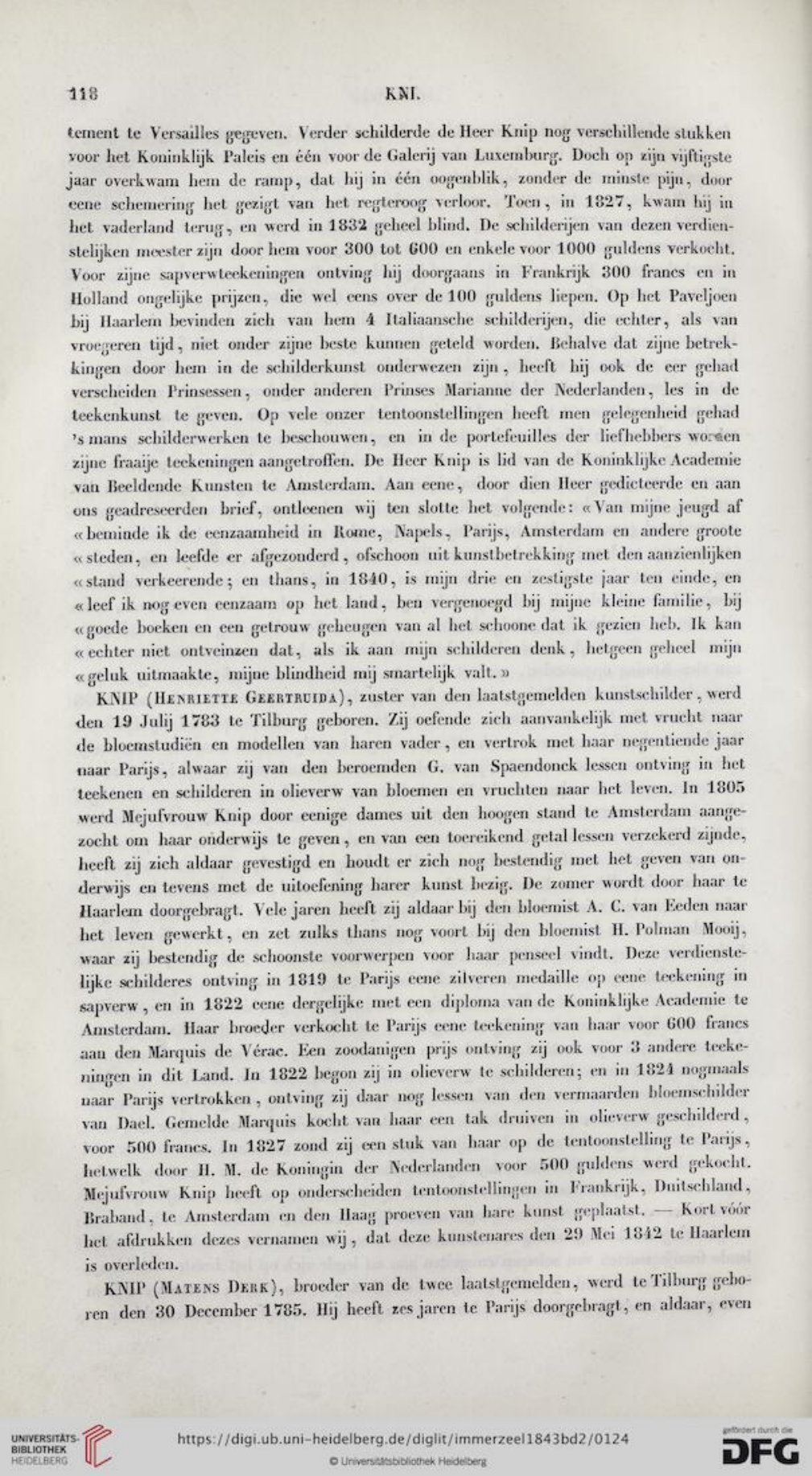 Immerzeel deel II, PDF p.125 / gedrukt p.118 — expliciete verwijzing naar een door J.A. Knip gedicteerde en aan Immerzeel geadresseerde brief; aansluitend Henriette Geertruida Knip.