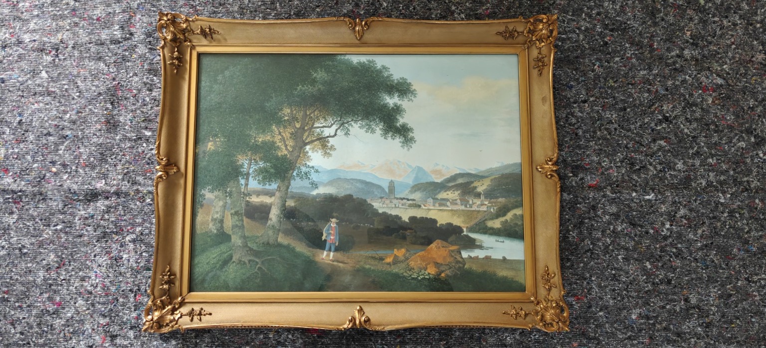 “De Jager” in lijst — totaalopname van het ingelijste object.