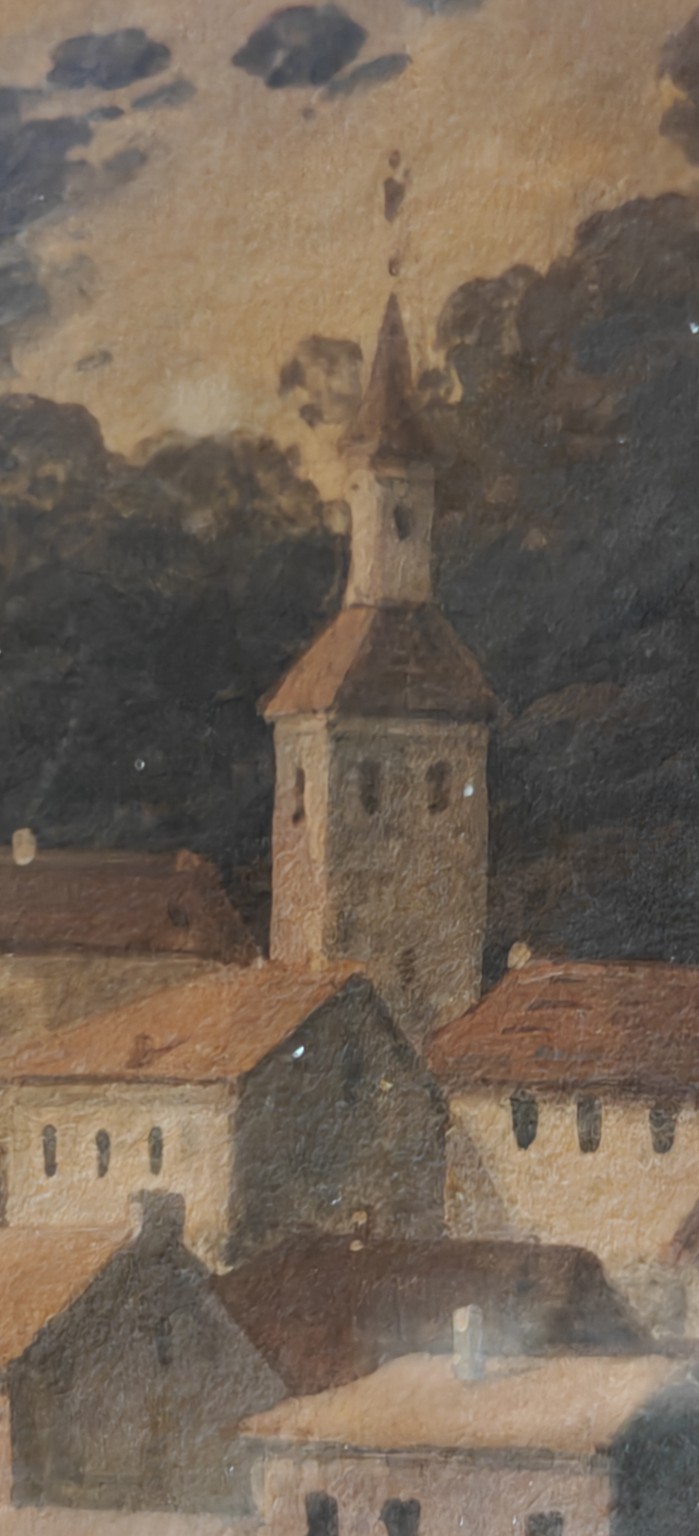 6-I. De Jager — macro van de kleinere kerktoren en omliggende bebouwing.