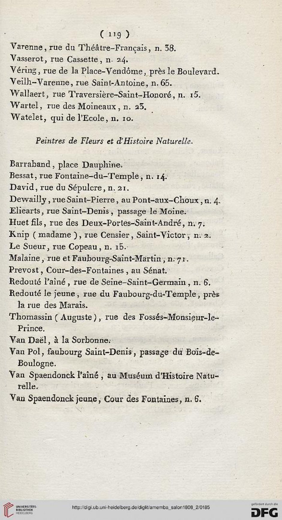 Landon, Salon de 1808, PDF p.186 — Madame Knip op hetzelfde adres; Van Spaendonck l’aîné en jeune in dezelfde beroepsrubriek.