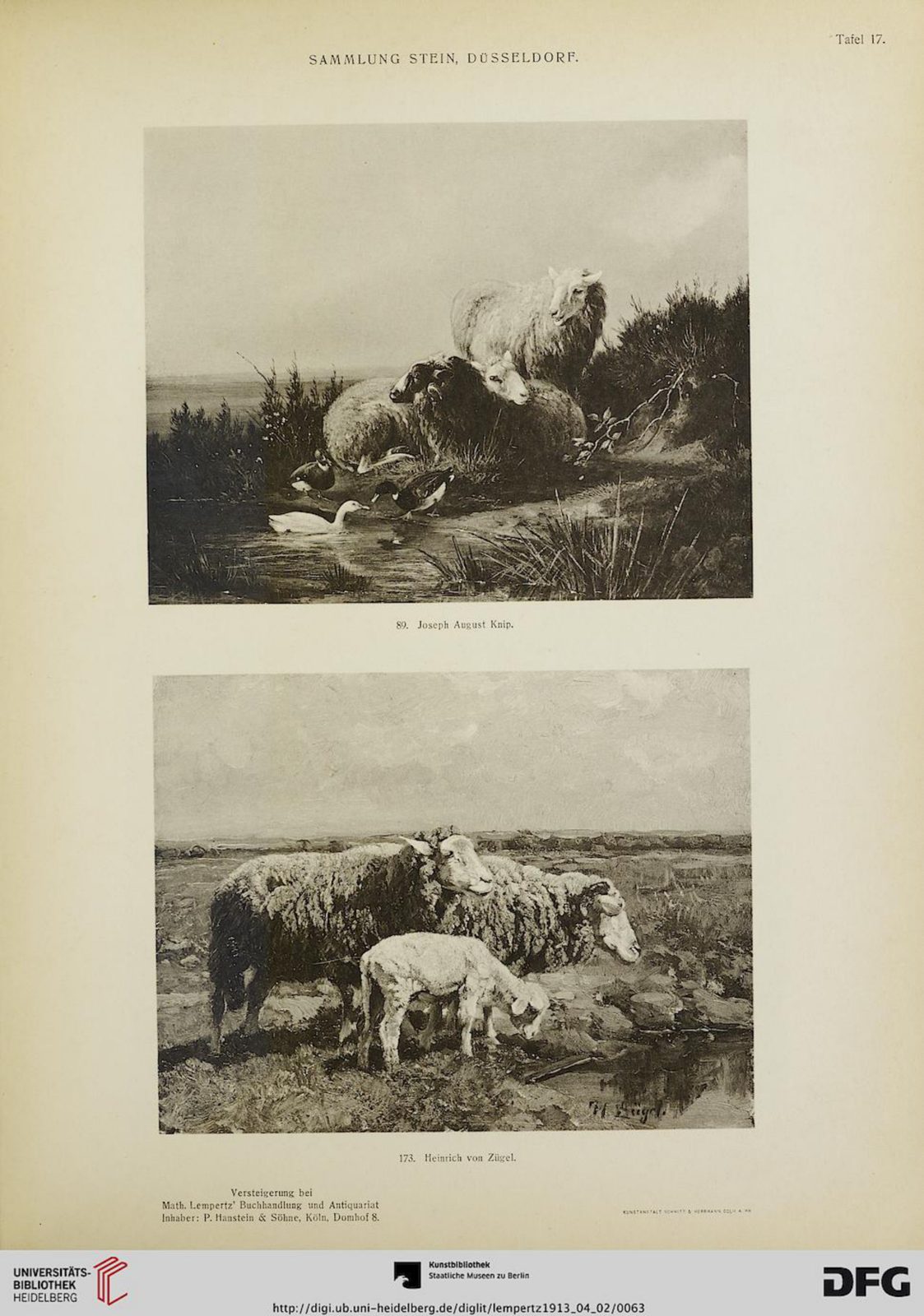 Lempertz 1913, Sammlung August Stein, Tafel 17: lot 89 Joseph August Knip bovenaan
