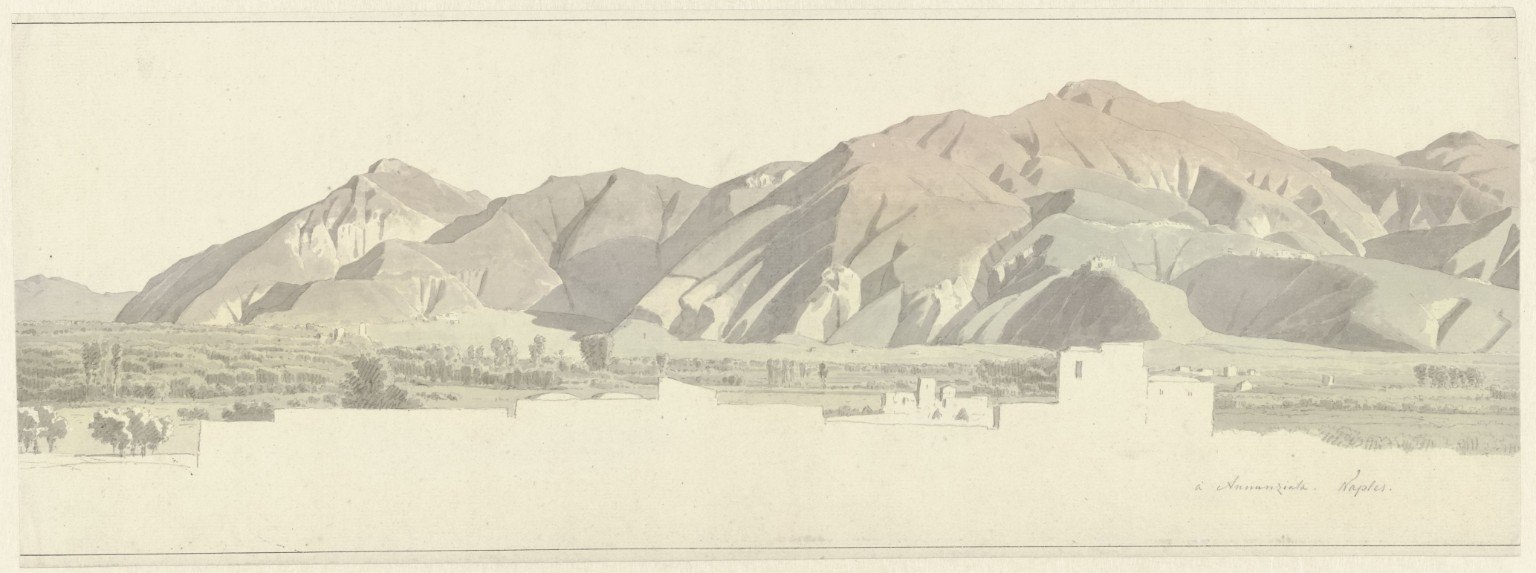 Panoramische berg-/stadsstudie, Zuid-Italië